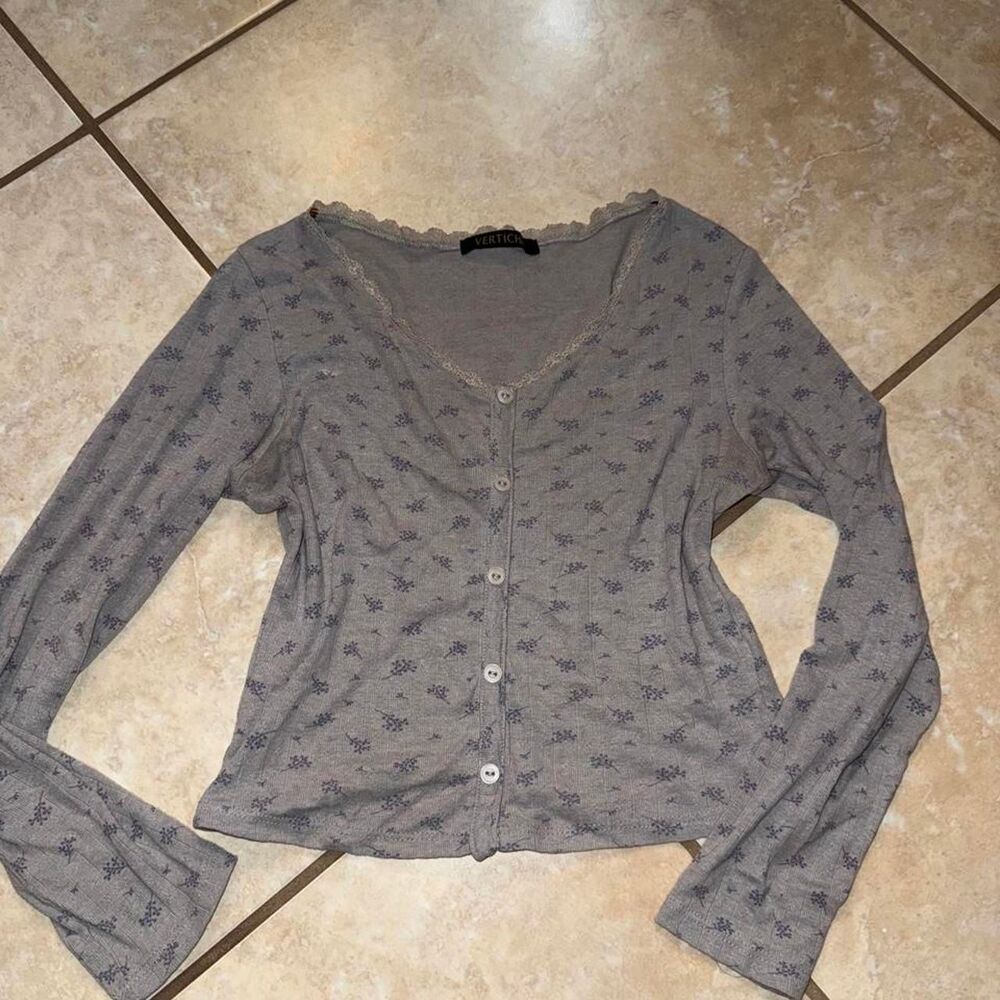 Women's Grey and Blue Blouse